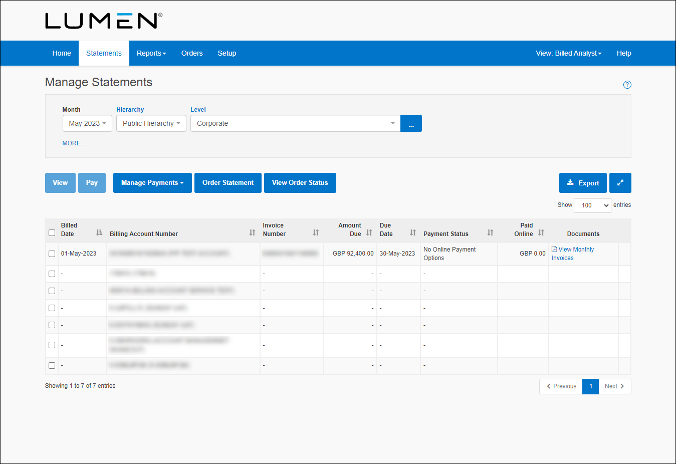 Manage Statements