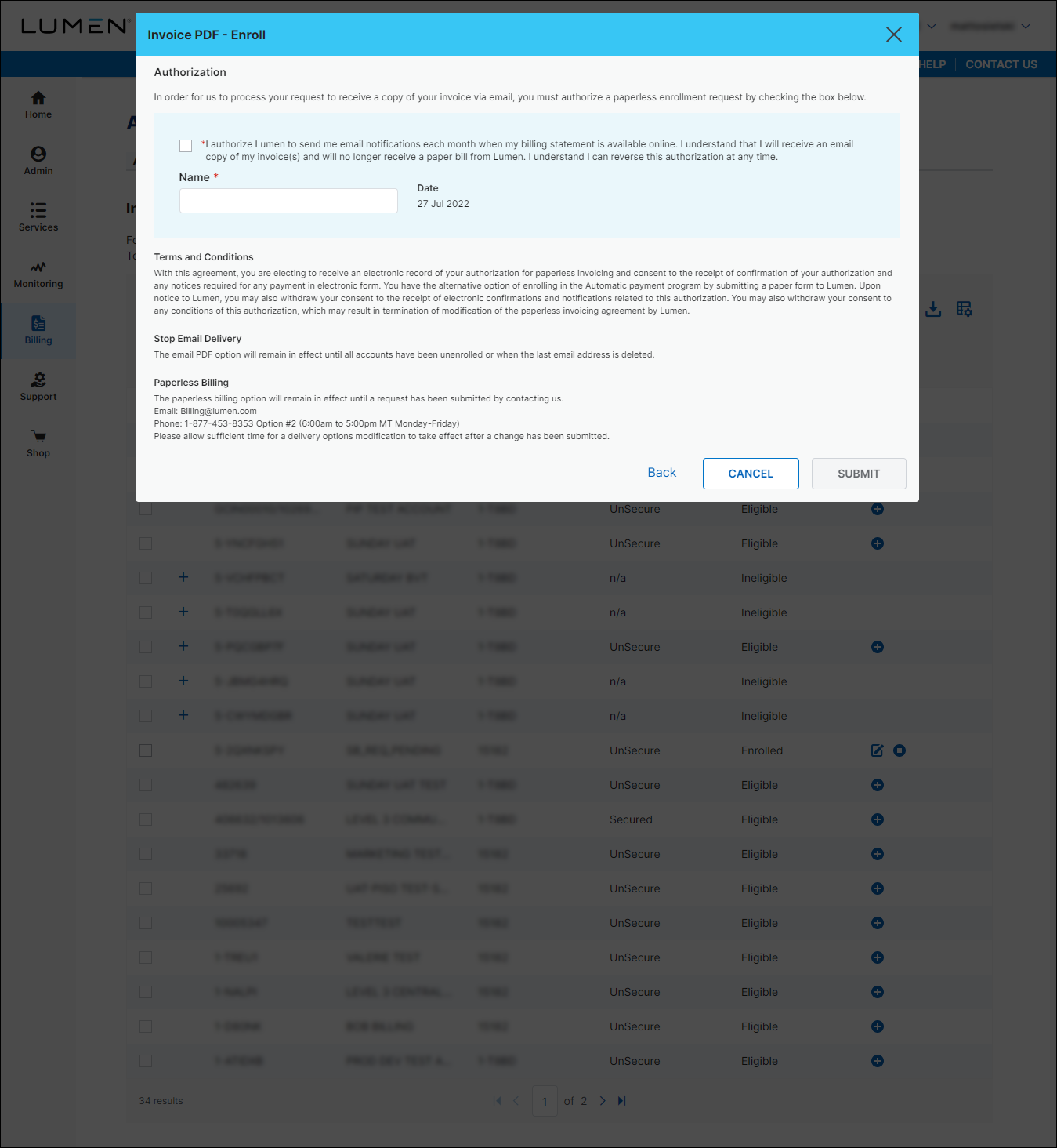 Invoice PDF - Enroll (showing authorization page)