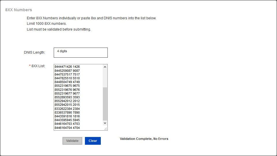 manage orders add 8xx dedicated dtfo 8xx numbers section example1