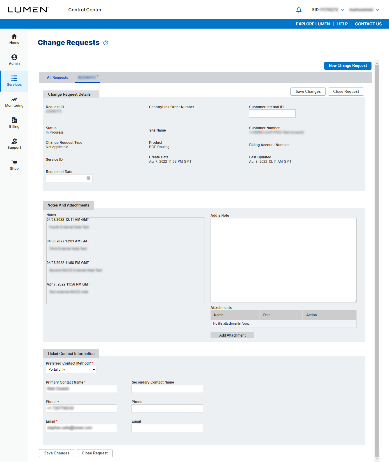 change requests change request details