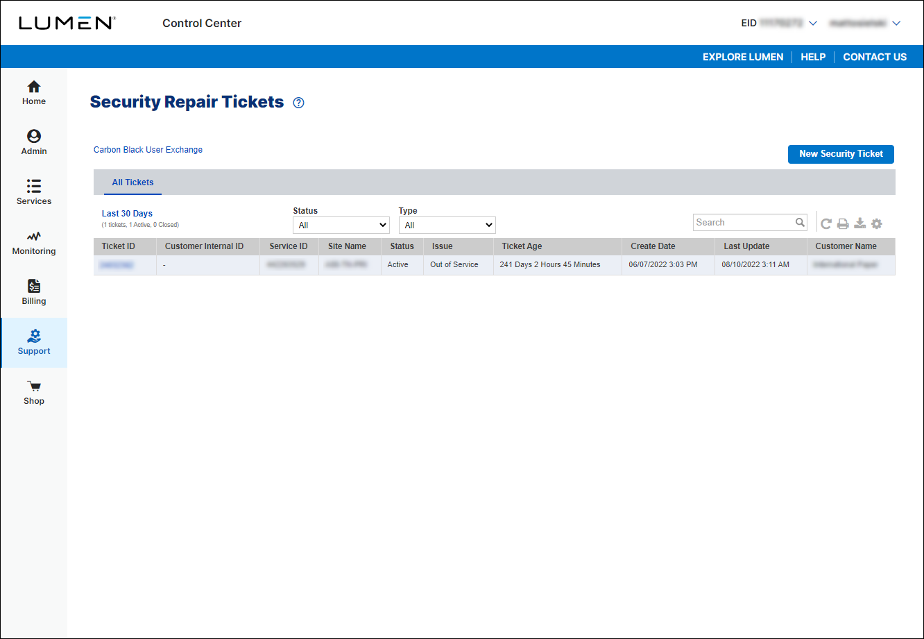 Security Trouble Tickets