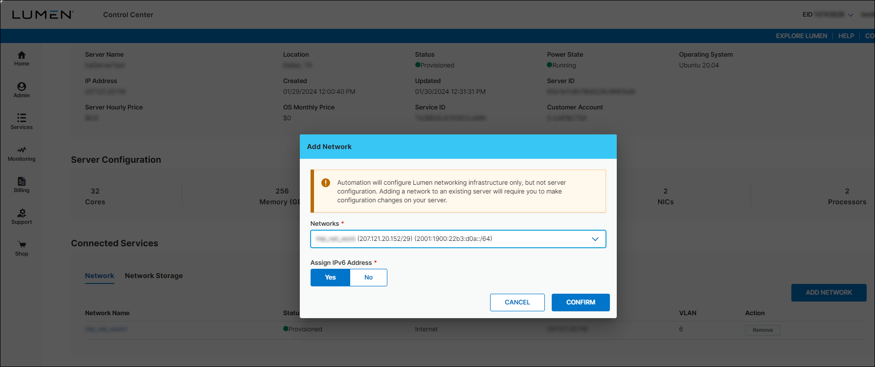 Edge Service Manager add server edit server view