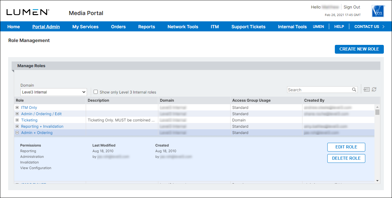 Role Management (showing role details)