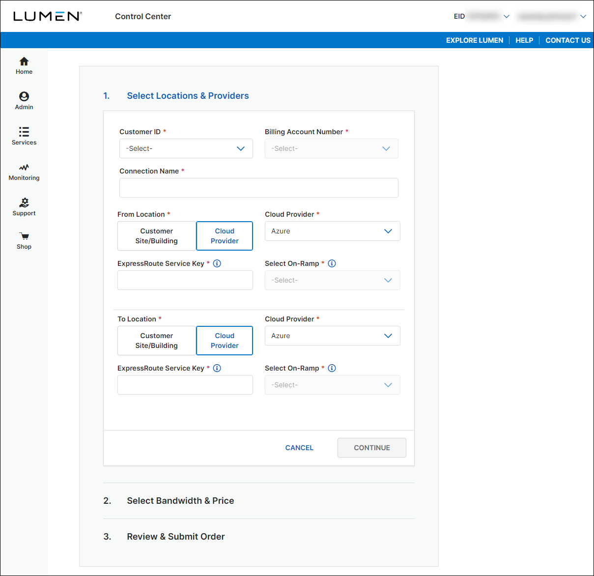 NaaS Ethernet On-Demand connection between two Azure locations