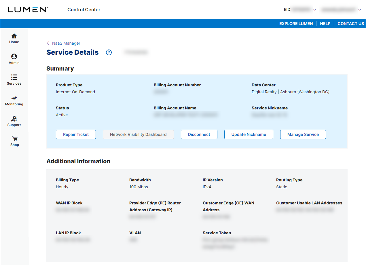 NaaS Internet On-Demand Service Details