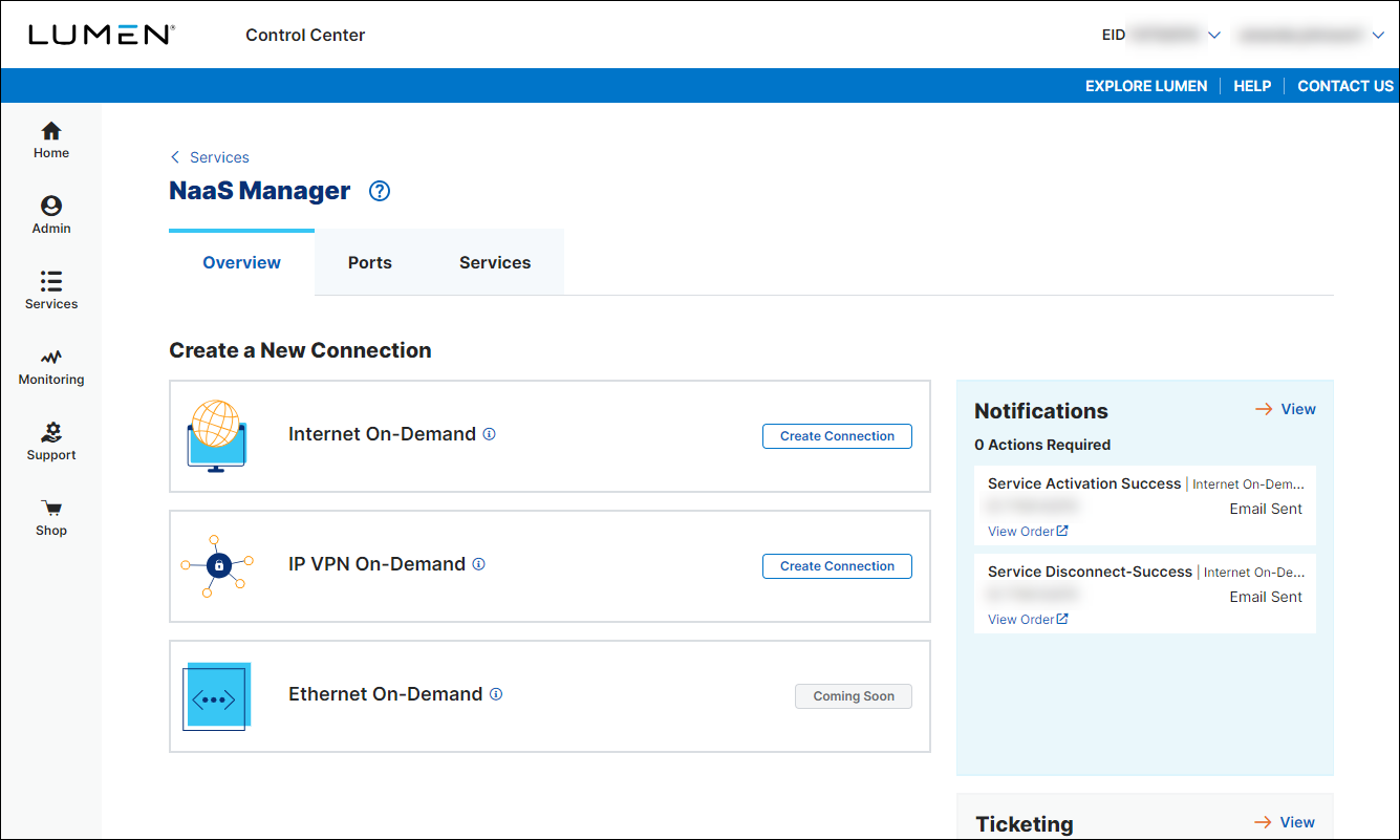 NaaS Manager Overview tab