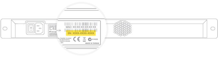 Meraki MX100 showing serial number