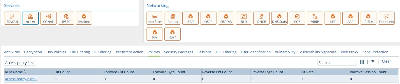 Monitor tab (showing Policy tab for an appliance)