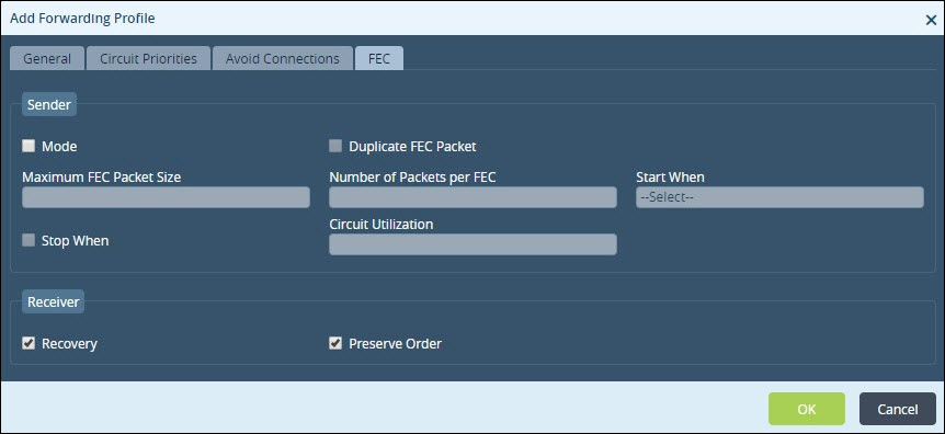 voice traffic use case add forwarding profile fec tab