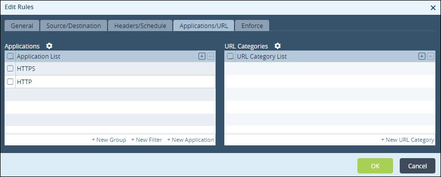 web traffic use case edit rules applications url tab