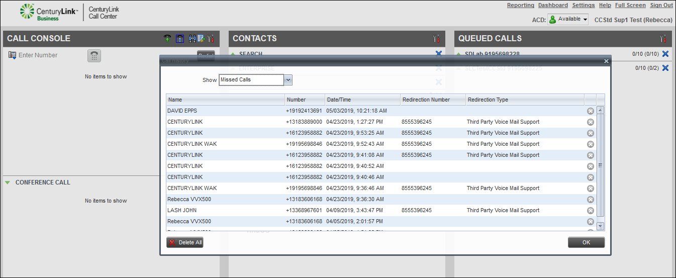 call console call history